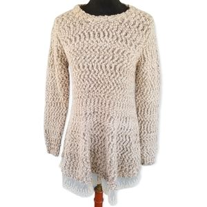 Anthropologie brand Katsumi lace-trimmed nubby-knit boho sweater sz Lg